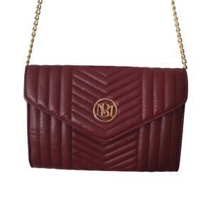 Badgley Mischka Wine V-Quilted Convertible Crossbody Clutch